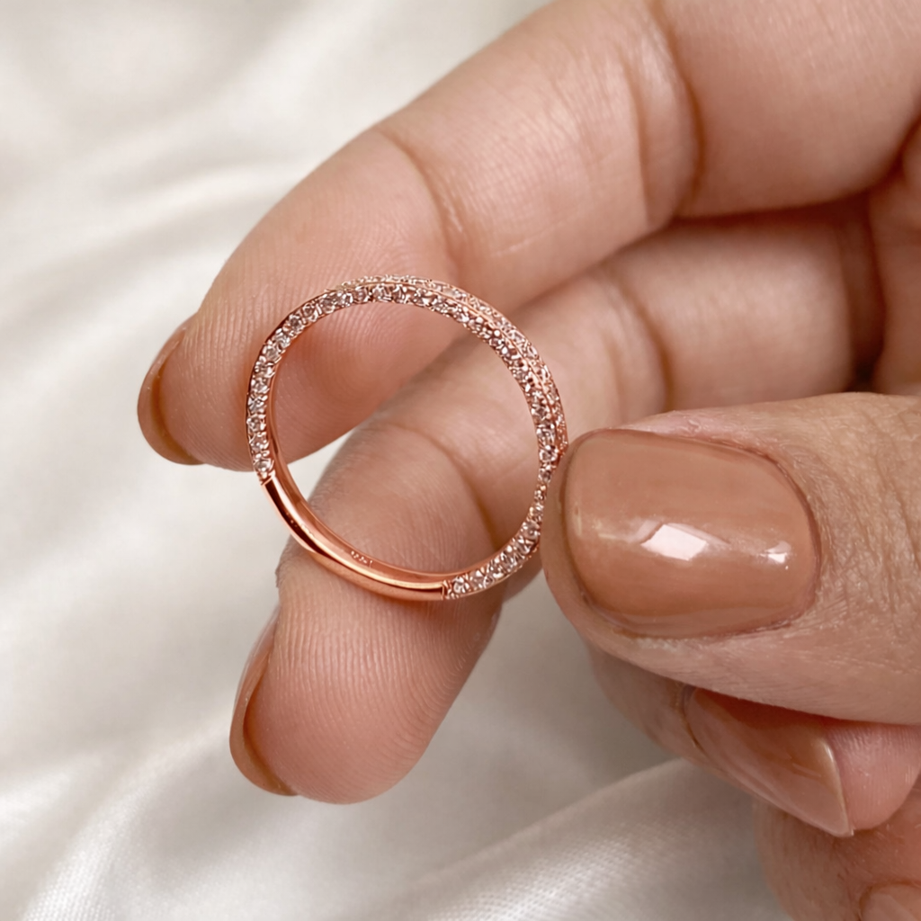 Anniversary Triple Row Round Cut Diamond Wedding Band In Gold
