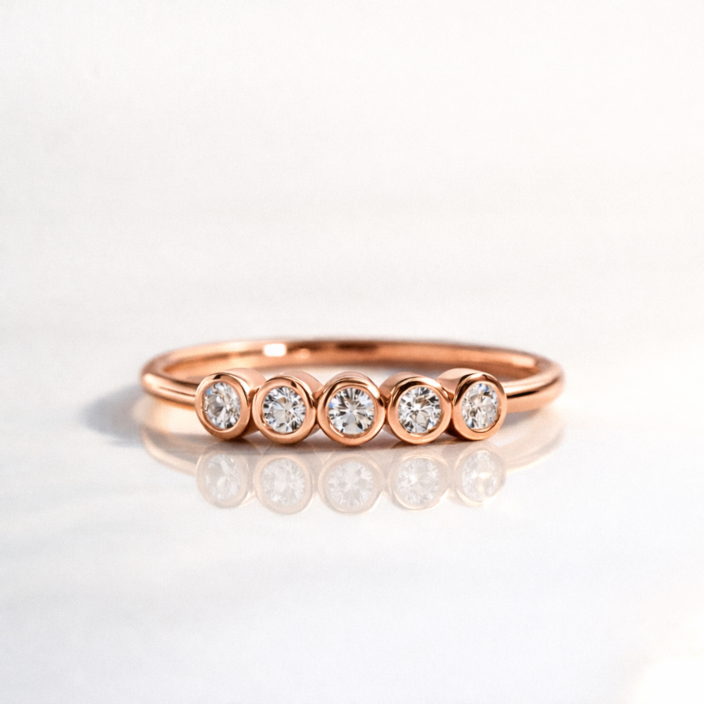 Classic Five Stone Bezel Diamond Anniversary Band
