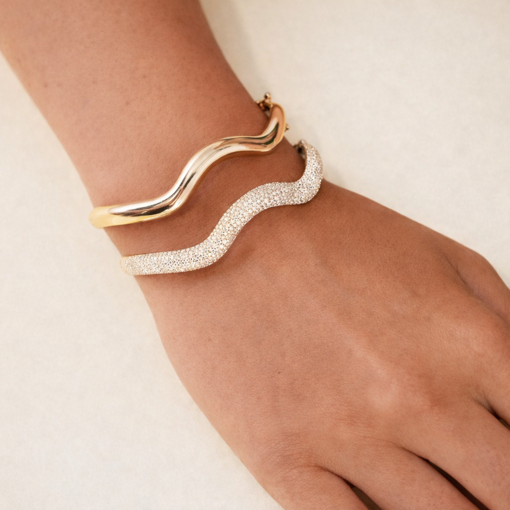 Modern wavy lab grown diamond bracelet
