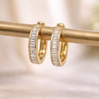Lab Grown Diamond Earrings Baguette Huggie Earrings Channel Set
