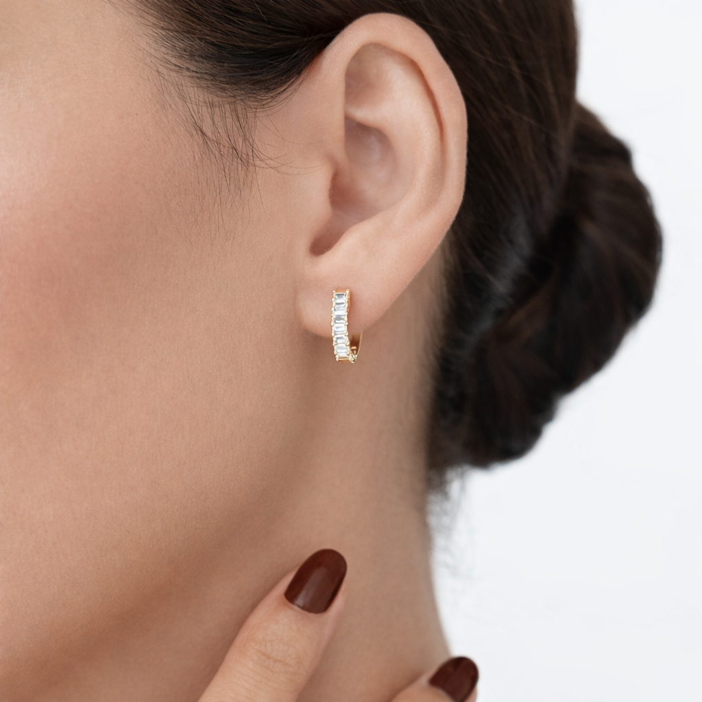 Diamond Huggie Earrings Gold Hoop Earrings Huggies
