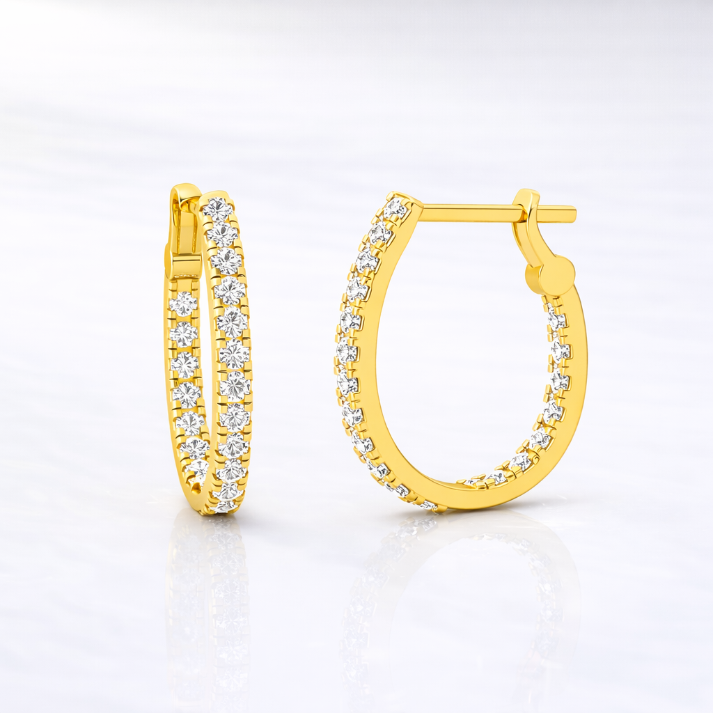 Lab Grown Diamond Huggie Earrings Small Gold Hoop Earrings

