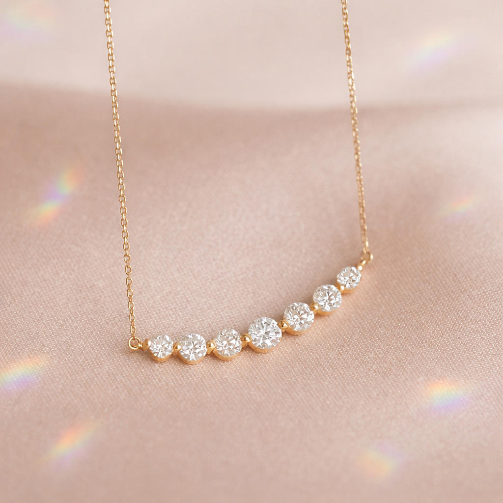 Custom Moissanite Pendant With 7 Diamond Pendant And Minimal Pendant Look
