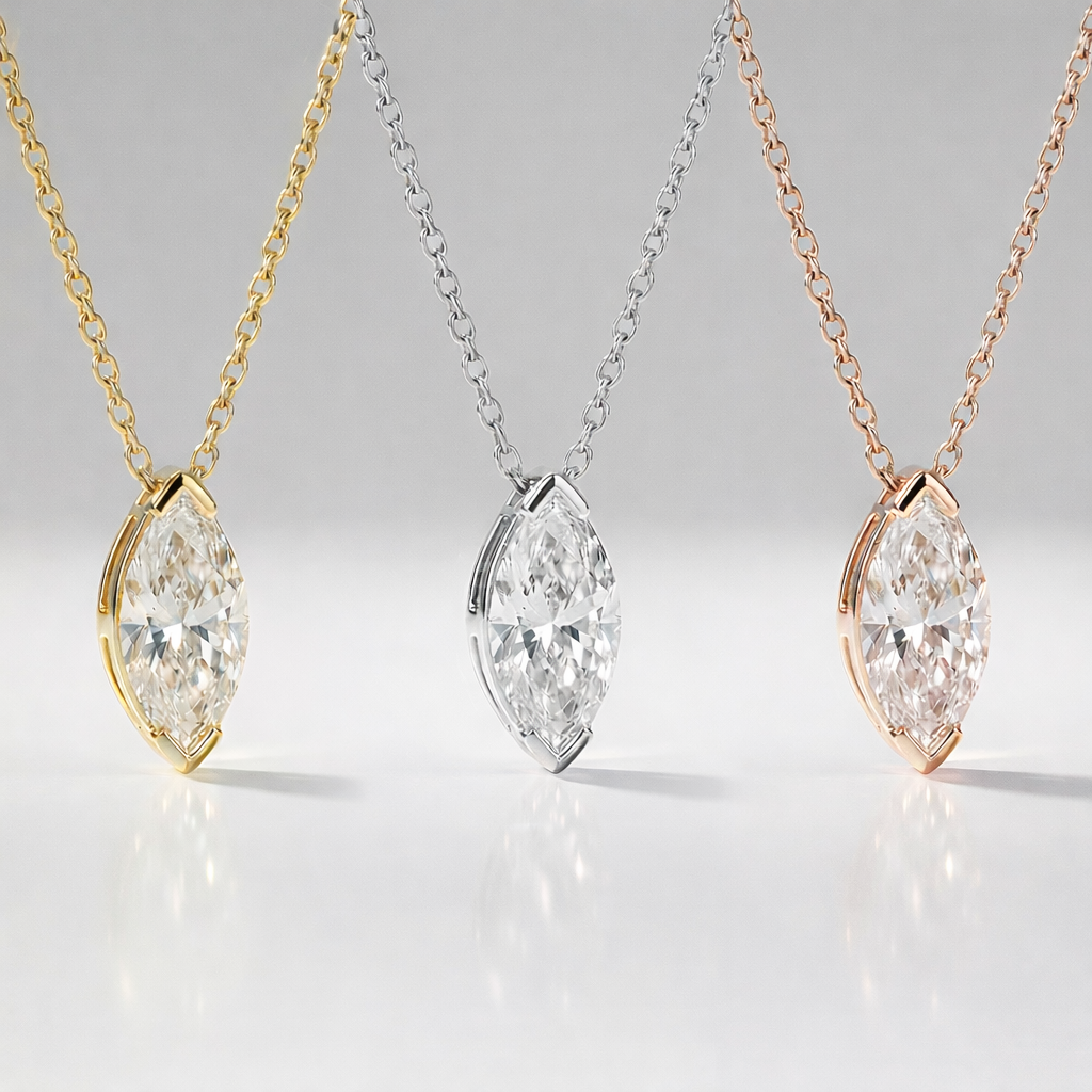 Round Diamond Cross Pendant In 14K Gold, Set In A Secure 4-Prong Setting.
