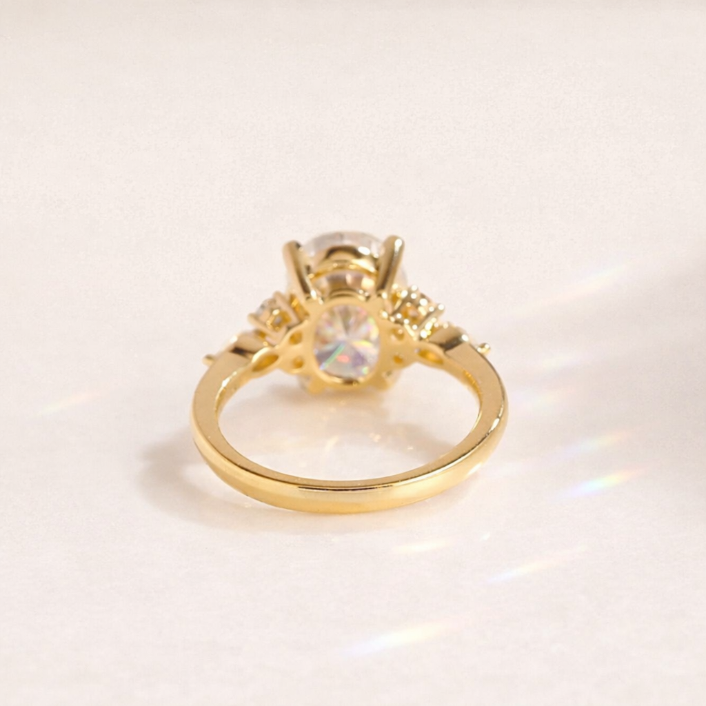 White Gold Oval Moissanite Engagement Ring With Side Diamonds
