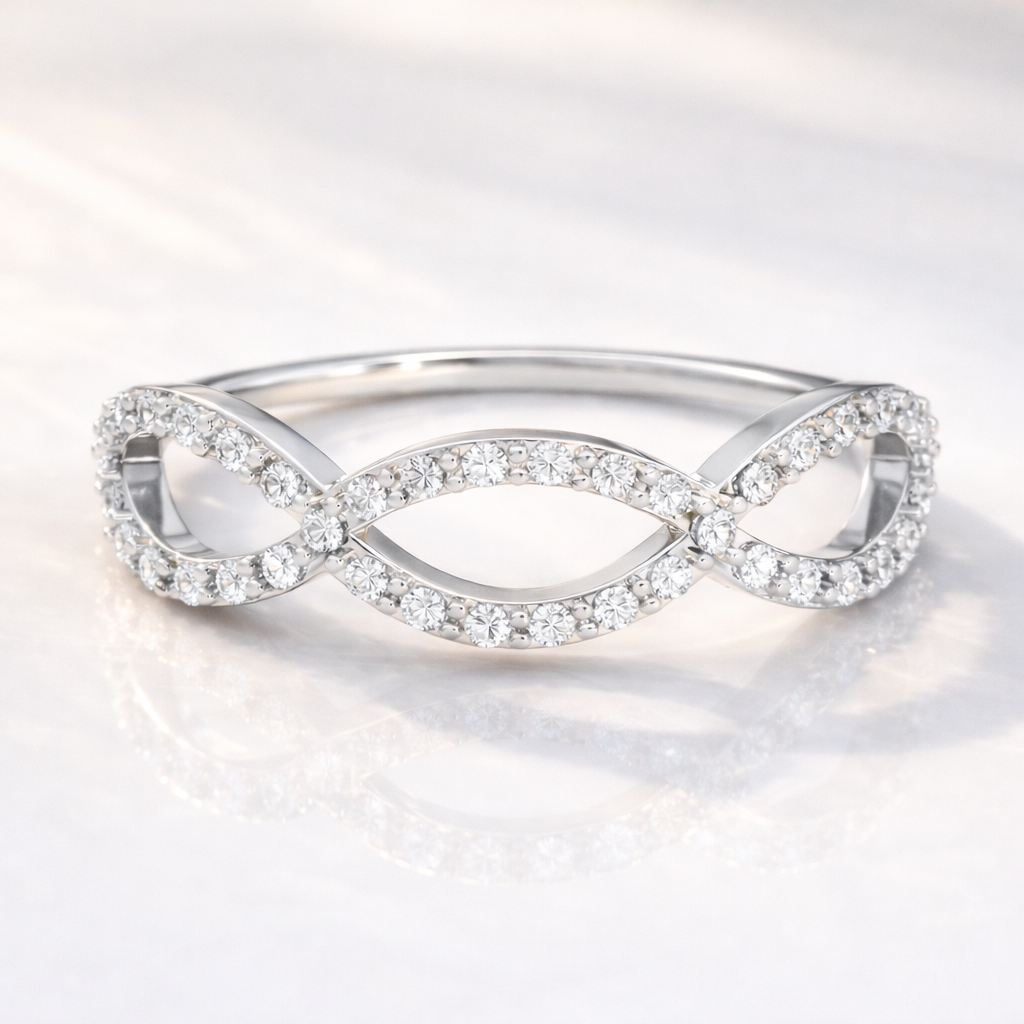Infinity Wedding Band With Lab Grown Round Cut Diamonds
