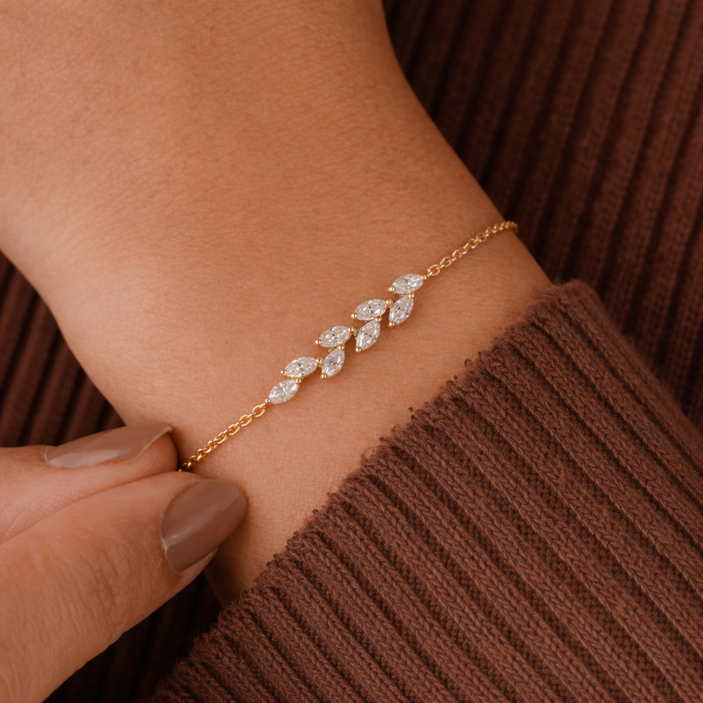 Eight marquise cut diamond bracelet for women
