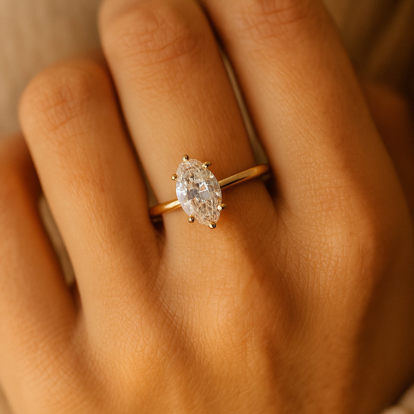 Marquise Moissanite Solitaire Ring For Women, A Diamond-Inspired Elegant Gold Engagement Band.