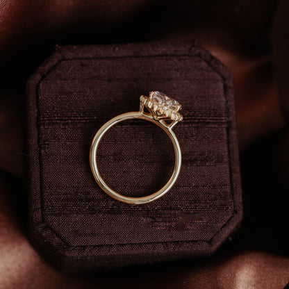 Engagement Oval Halo Ring, Moissanite 14K Gold Fine Jewelry With Timeless Elegance