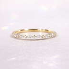 Marquise And Round Diamond Band Yellow Gold Wedding Band Half Eternity Style.
