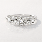 Half Eternity Cluster Wedding Band In Yellow Gold With Lab Diamonds
