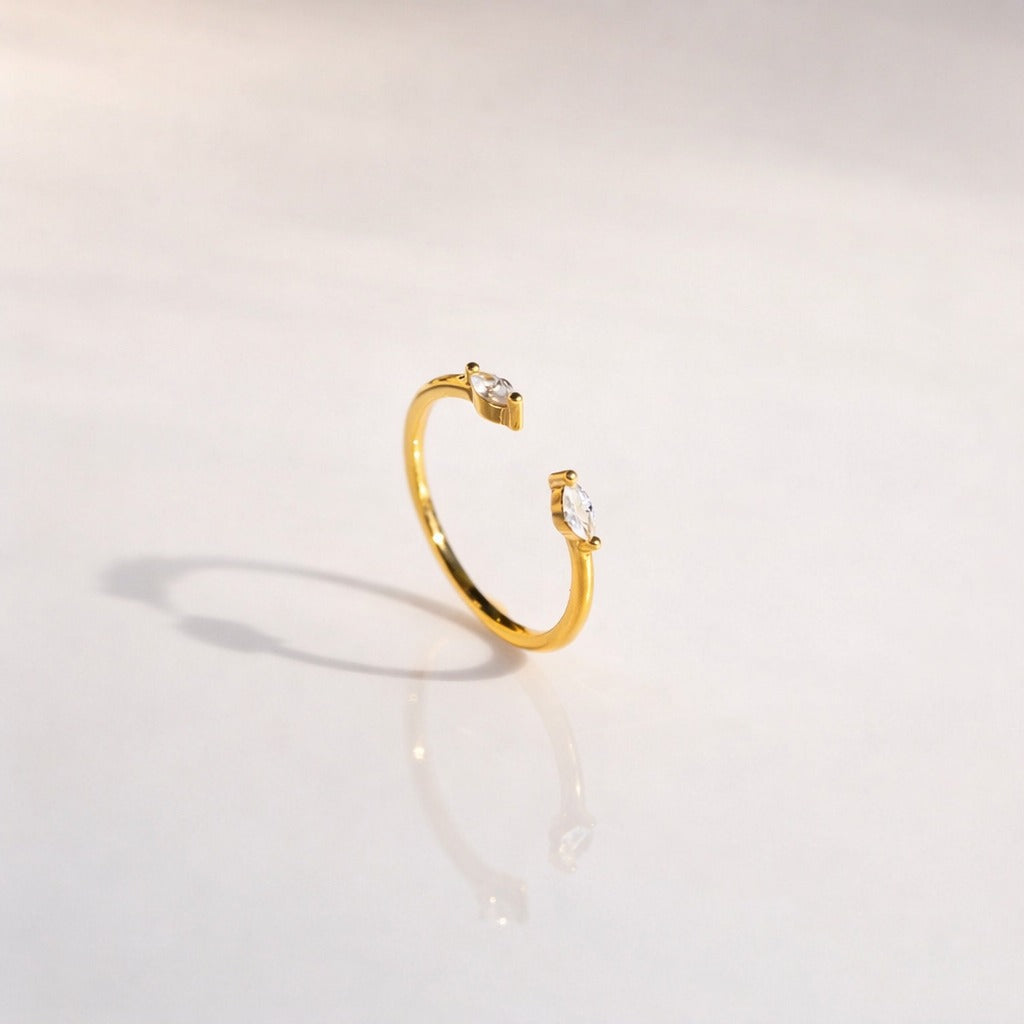 Open Gap Wedding Band Marquise Cut Moissanite Wedding Band Womens Wedding Band.
