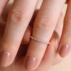 Minimal V Shaped Diamond Wedding Band With Round Stones
