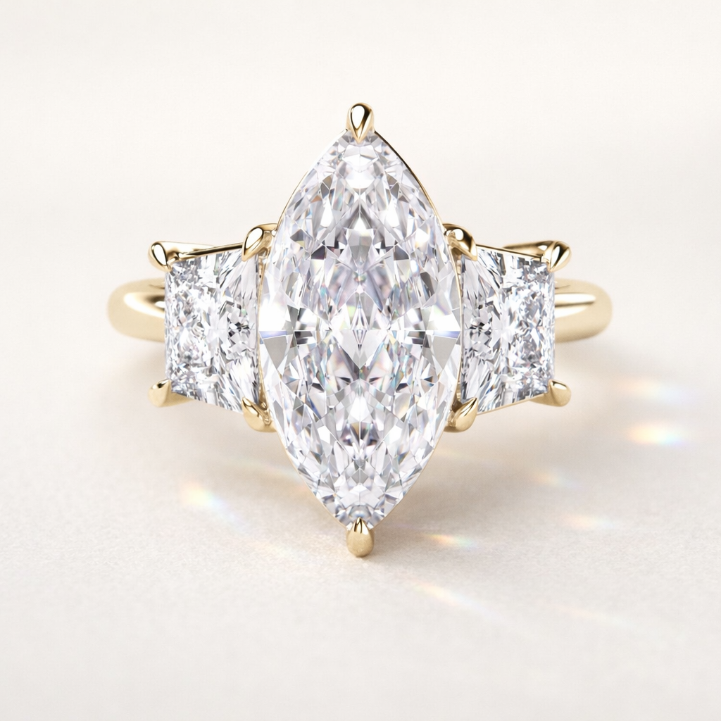 Custom Jewelry Three Stone Marquise Engagement Ring By Diiro
