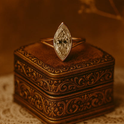 Married Ring for Women Marquise Cut Diamond Ring 10K Rose Gold Setting