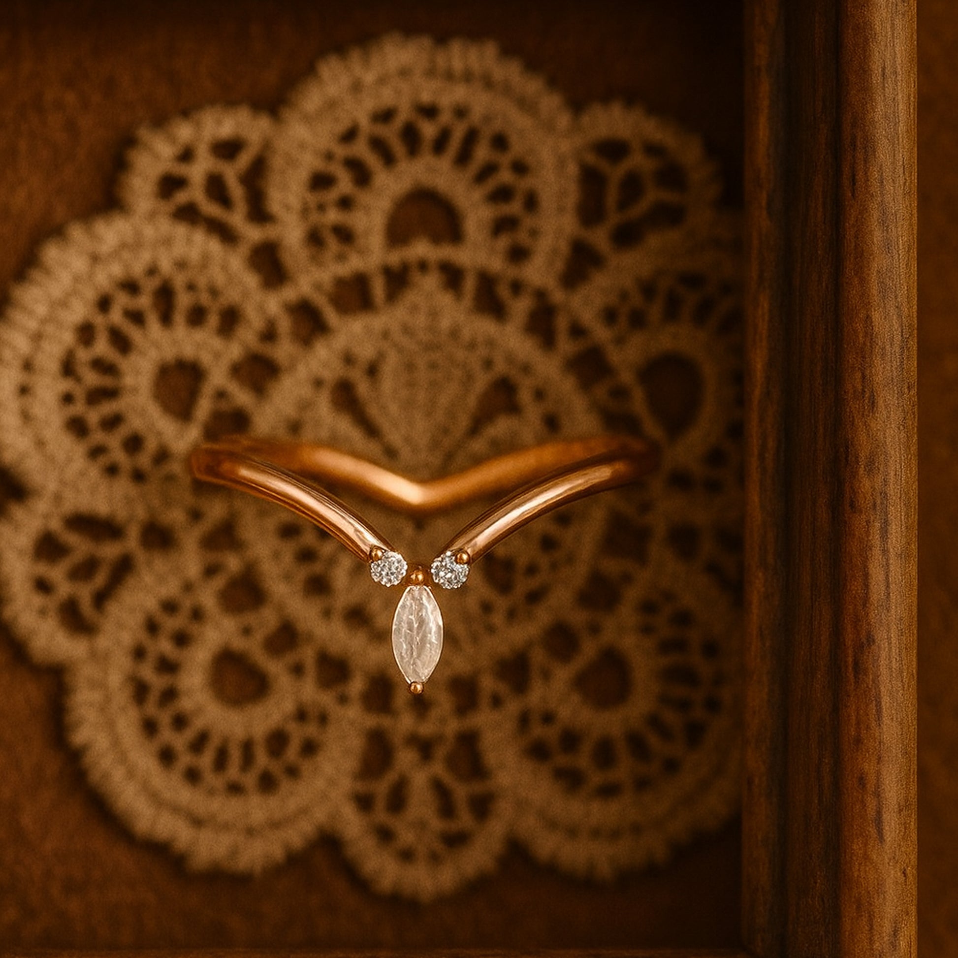 Elegant Marquise Cut Moissanite Curved Band, Yellow Gold Vintage Wedding Or Anniversary Ring