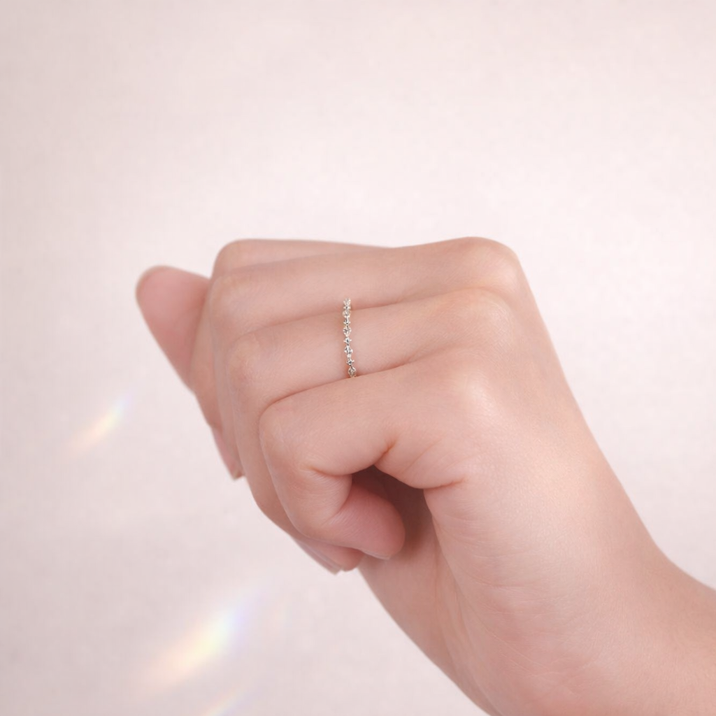 Marquise And Round Diamond Band Yellow Gold Wedding Band Half Eternity Style.
