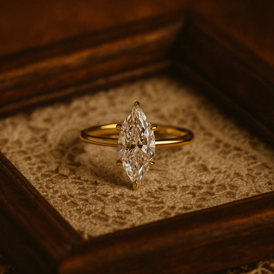 Dazzling Marquise Moissanite Engagement Ring For Women, Perfect Bridal Jewelry Inspired By Diamond Style.
