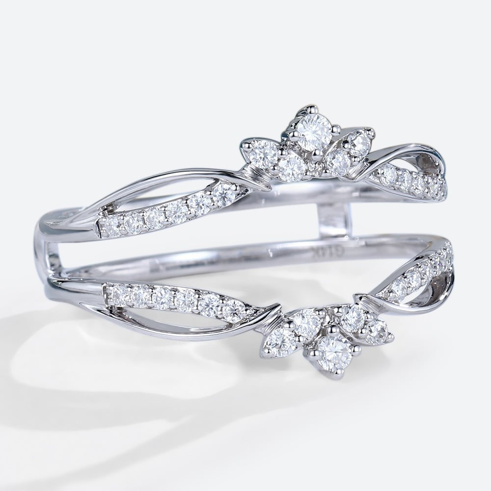 Enhancer Wedding Band With Round Cut Stones And Marquise Shape
