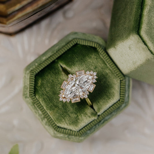 Elegant Moissanite Engagement Ring Featuring Square Setting, Ribbed Band, And VVS1 Clarity Colorless Stone