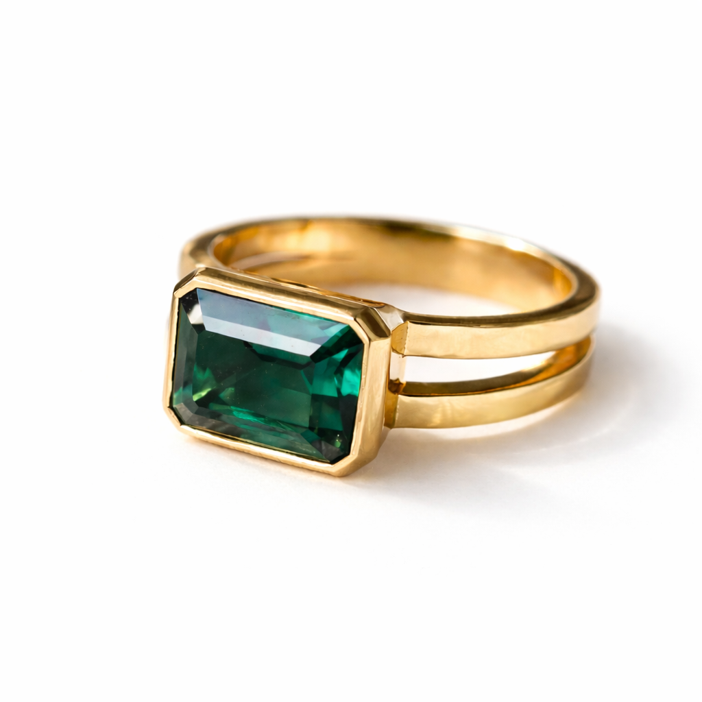 Yellow Gold Emerald Engagement Ring
