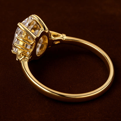 Teardrop Moissanite Engagement Ring In Yellow Gold, Women's Proposal Jewelry For Brides With Brilliance
