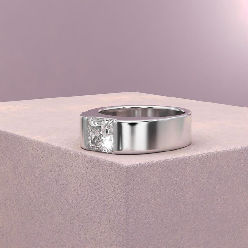 Mens Diamond Ring Wedding Band With Modern Sculptural Design
