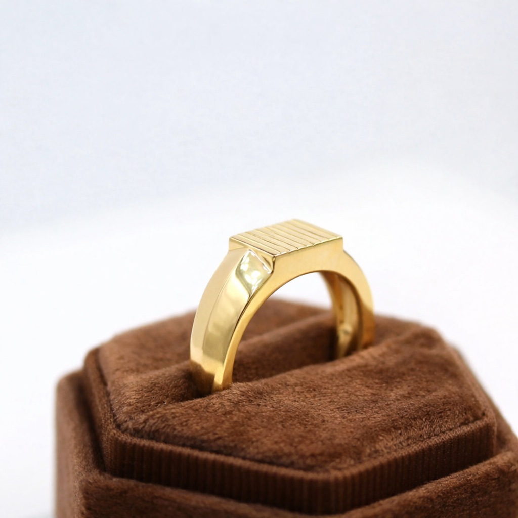 Men Wedding Band Rectangular Signet Ring Antique Signet Ring Mens Gold.
