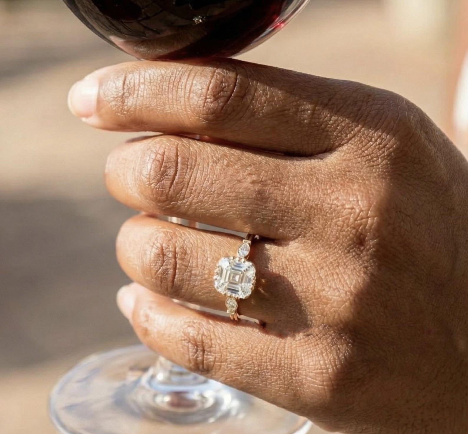 Asscher Cut Diamond Or Moissanite Vintage Engagement Ring With Milgrain Ring Detail.
