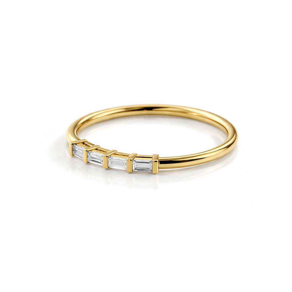 Stackable Baguette Cut Diamond Wedding Band In Gold
