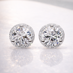 Round Cut Diamond Or Moissanite Round Cut Halo Setting Stud Earring Diiro.
