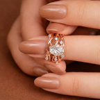 Rose Gold Infinity Twist Wedding Band With Dainty Round Cut Accent
