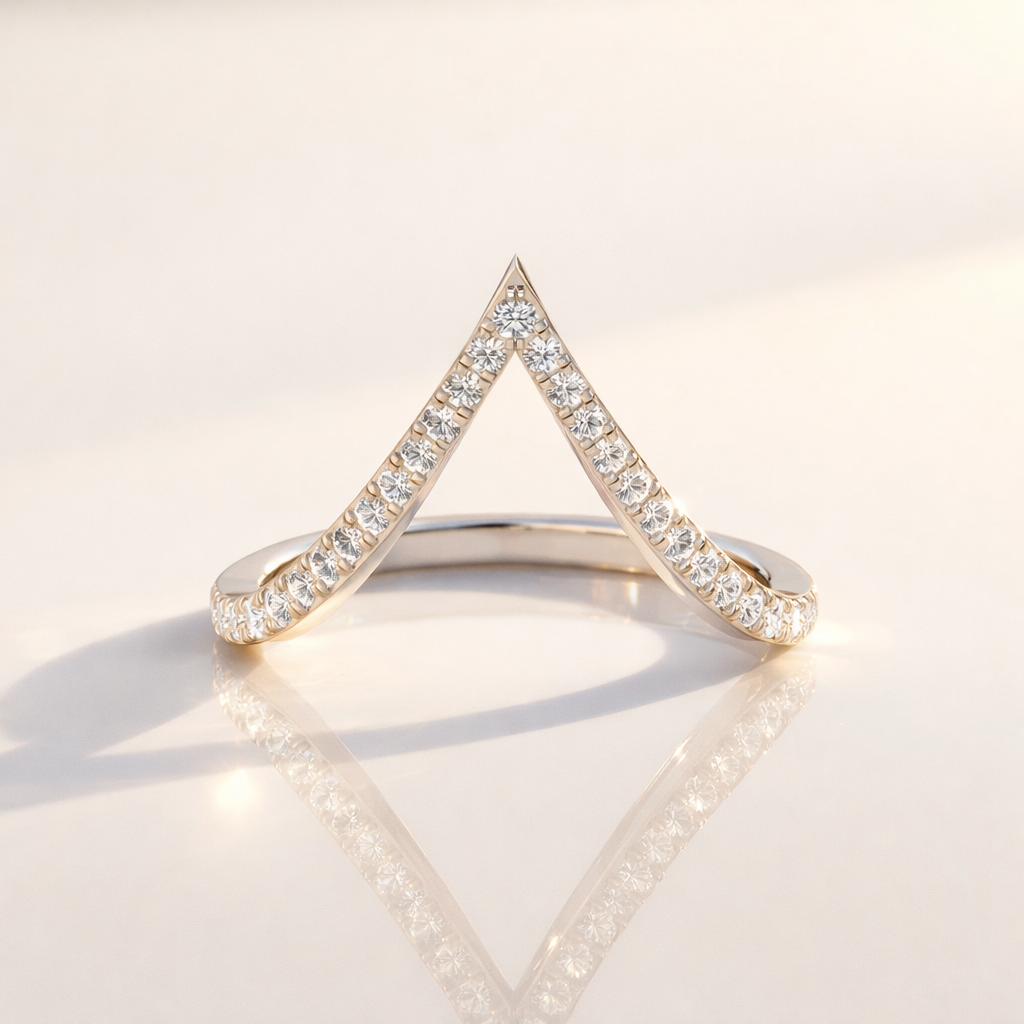 Minimalist V Shape Chevron Wedding Ring
