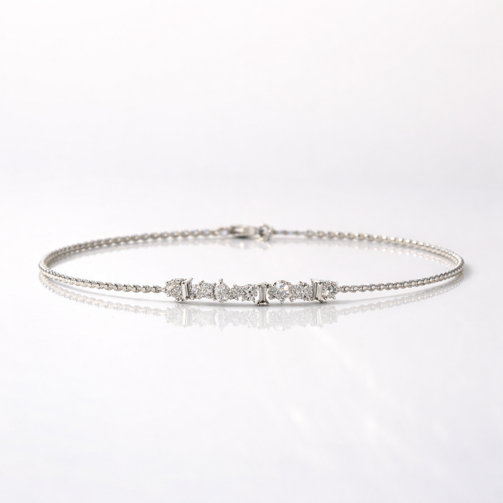 Multi shape diamond tennis bracelet design
