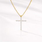 Moissanite Cross Pendant Religious Pendant Yellow Gold Pendant
