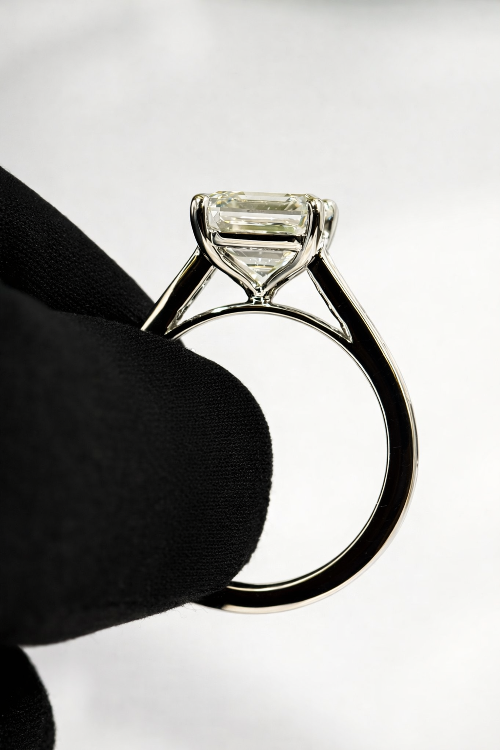 Asscher Cut Diamond Or Moissanite Cathedral Engagement Ring Diiro.
