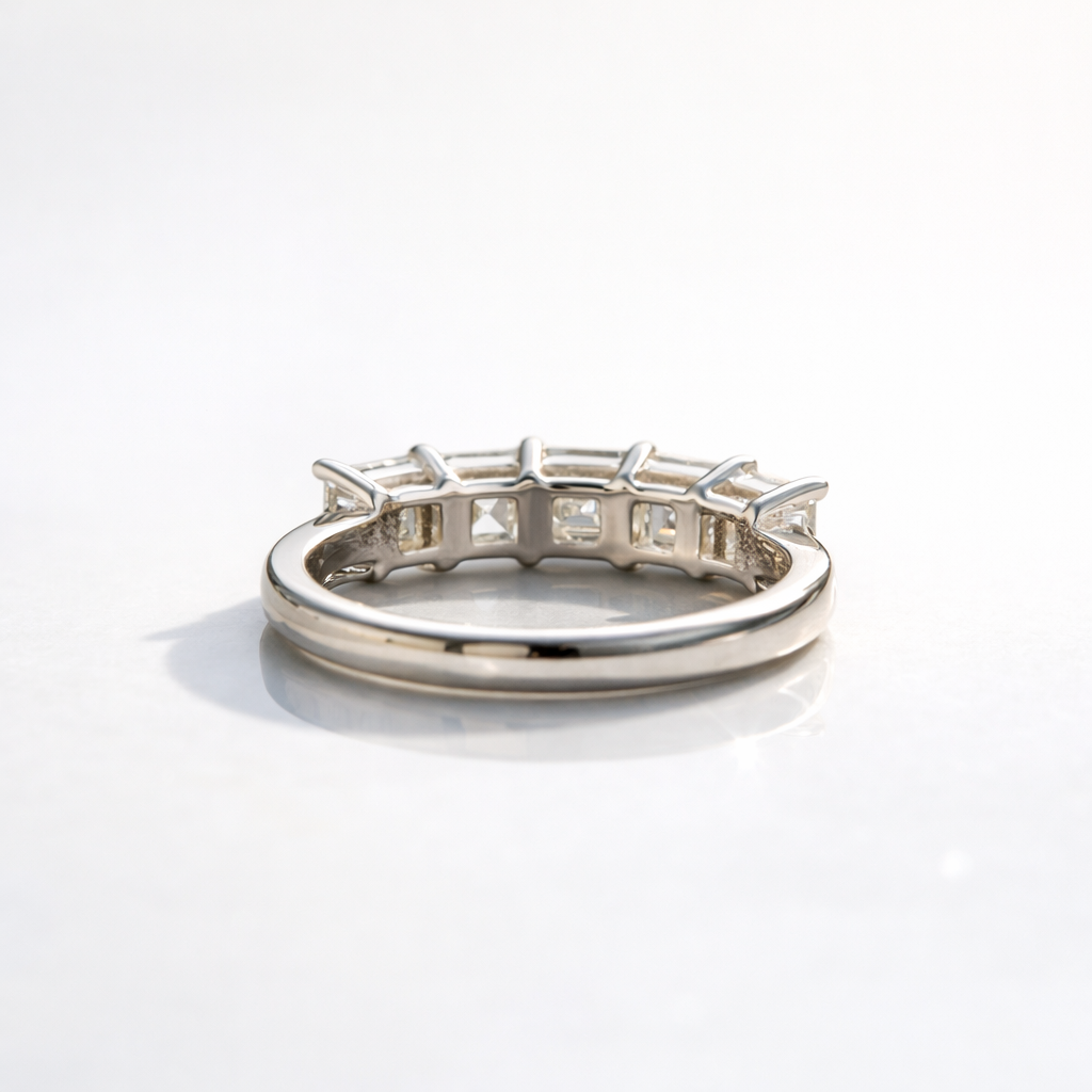 5 Stone Ring With Asscher Cut Diamond Setting
