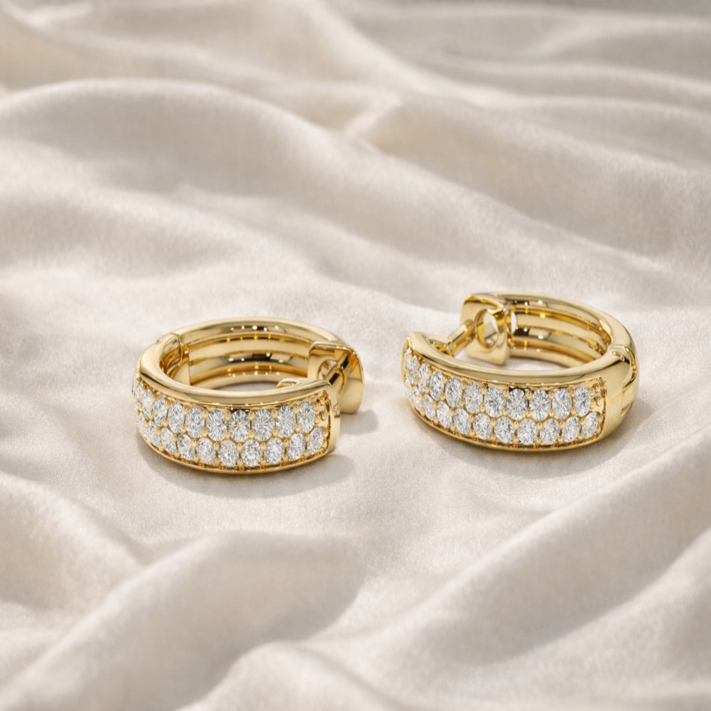 Custom Earrings Diamond Huggie Hoop Earrings
