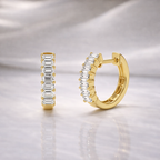 Moissanite Earrings Baguette Cut Earrings Diamond Huggies
