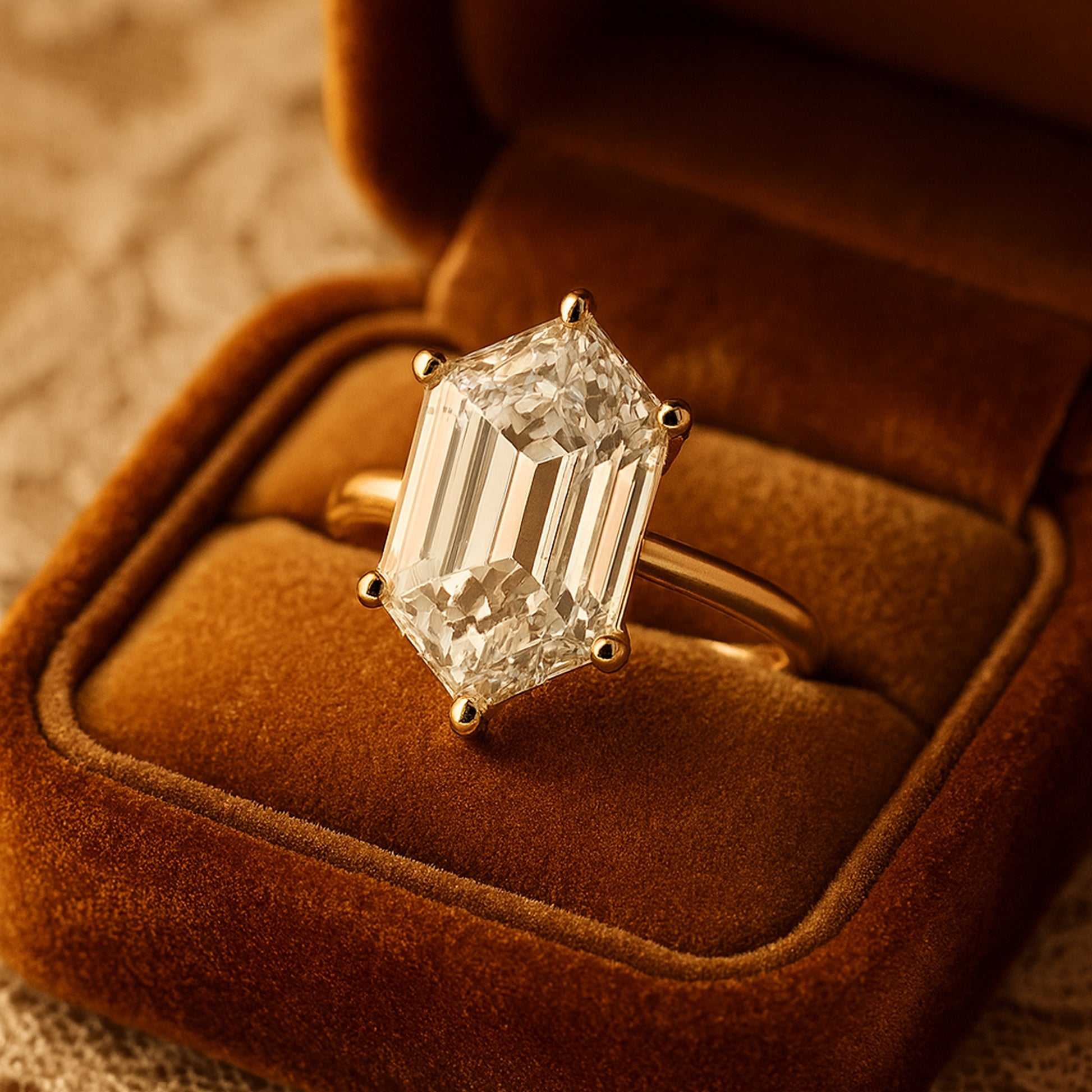 Hexagon Cut Moissanite Solitaire Engagement Ring For March Birthstone Brides Crafted With Diamond Inspired Sparkle