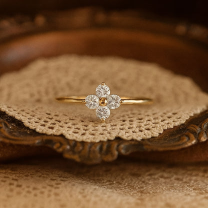 Round Cut Moissanite Floral Cluster Ring VVS1 Clarity Diamond Alternative Prong Setting
