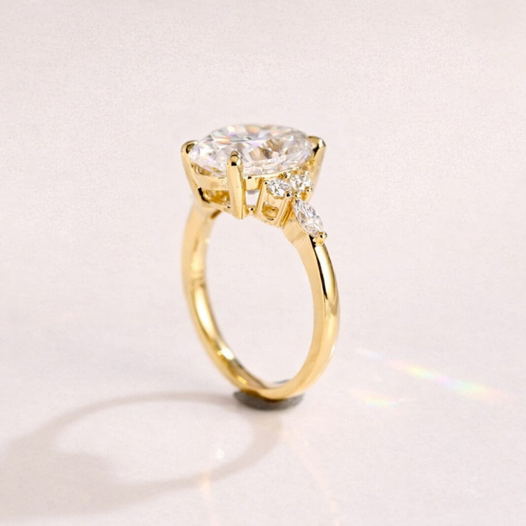 7 Stone Oval Cut Moissanite Ring