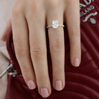 Radiant Engagement Ring With Round Cut Pave Band
