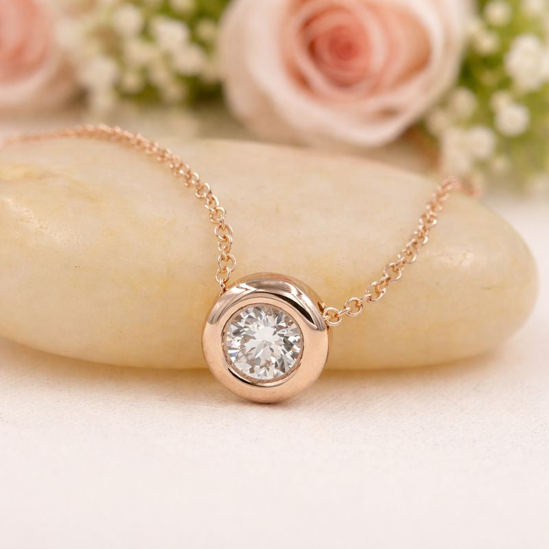 Lab Grown Diamond Pendant In Bezel Set Diamond Pendant Design With Minimal Look
