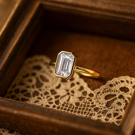 Stunning Emerald Cut Moissanite Ring, Perfect For Engagements, Anniversaries, And As A Luxurious Diamond Alternative Gift.