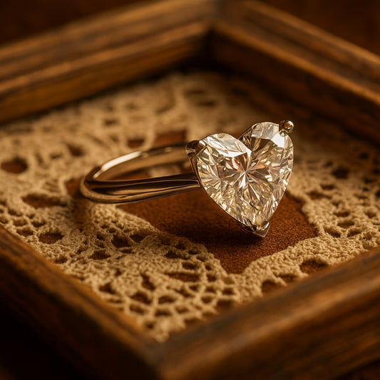 Beautiful Heart Cut Moissanite Solitaire Ring Featuring Brilliant Diamond Alternative Stone For Modern Brides.
