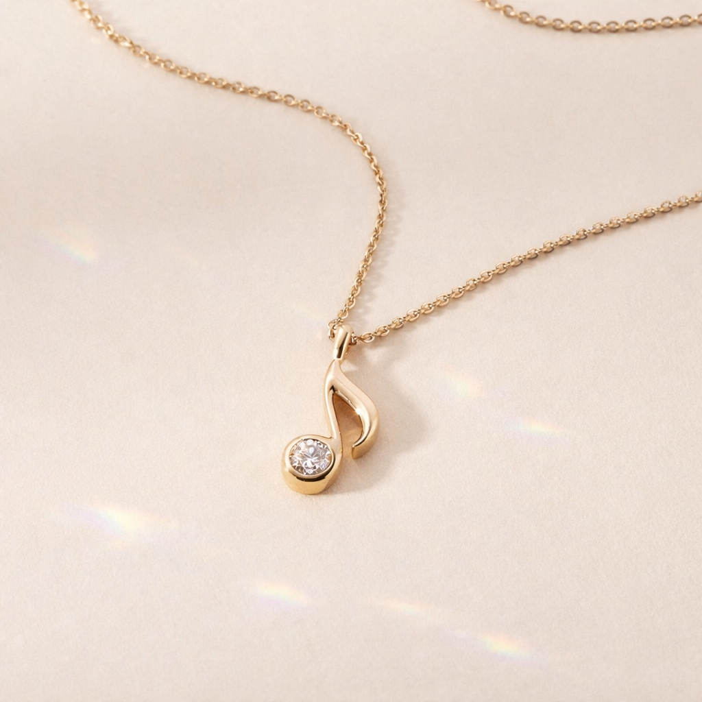 Music Pendant In Gold Music Pendant Design With Bezel Setting And Diamond Pendant
