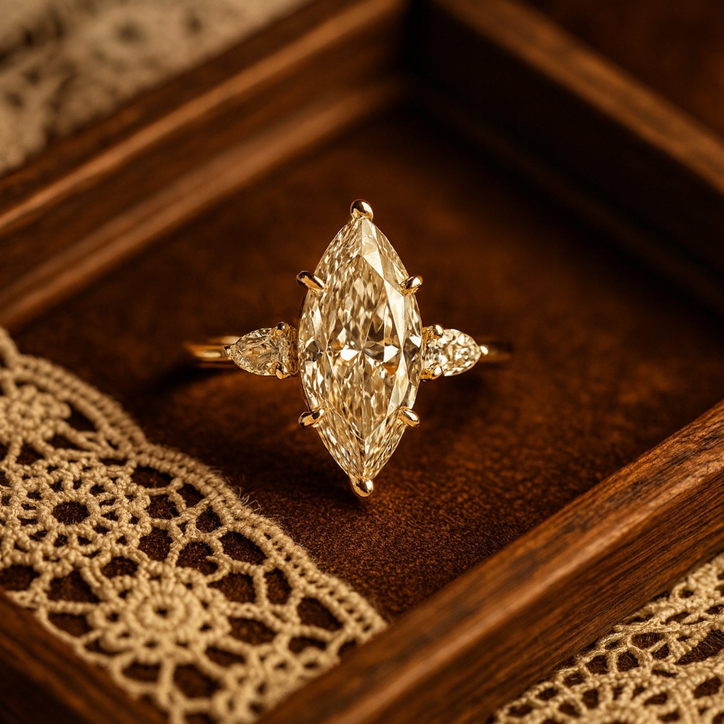 April Birthstone Moissanite Ring, Women's Marquise Cut Wedding Jewelry With Brilliant Sparkle And Style