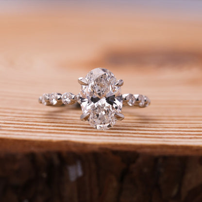 Engagement Oval Cut Ring, Moissanite Solitaire Fine Jewelry With Romance