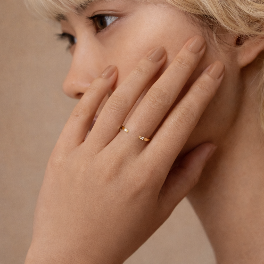 Open Gap Wedding Band Baguette Diamond Wedding Band Womens Wedding Band Gold.
